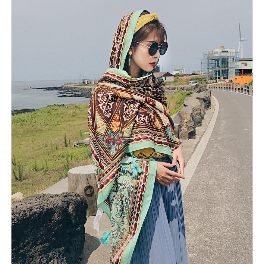 Wholesale Cotton Linen Seaside Oversized Sunscreen Silk Scarf